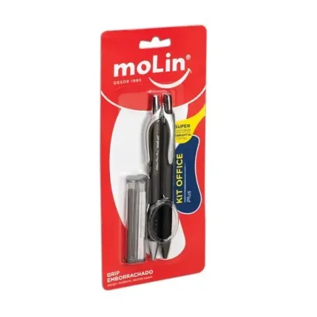 Kit Molin Office Escolar Caneta Lapiseira Grafite Borracha