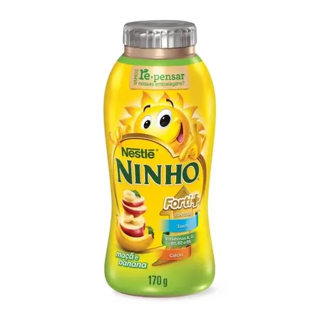 Iogurte Nestlé Ninho Sabor Maça e Banana Frasco 170gr