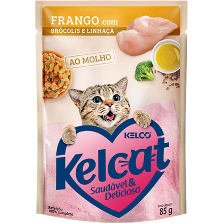Ração Kelcat 85g - Frango com Brócolis e Linhaça - Sachê