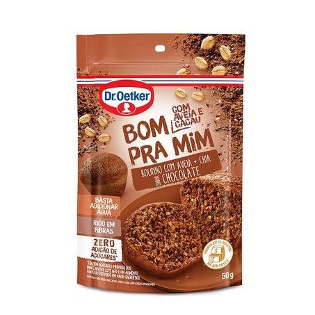 MISTURA PARA BOLO DR. OETKER BOM PRA MIM AVEIA+CHIA, CHOCOLATE ZERO AÇÚCAR SACHÊ 50G
