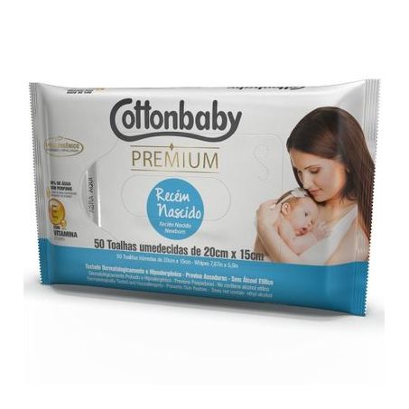 TOALHAS UMEDECIDAS COTTONBABY RECEM NASCIDO COM 50 UNIDADES