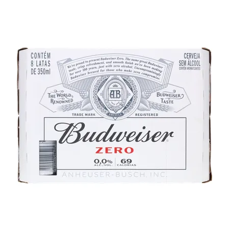 Cerveja budweiser 350ml zero alcool c/8