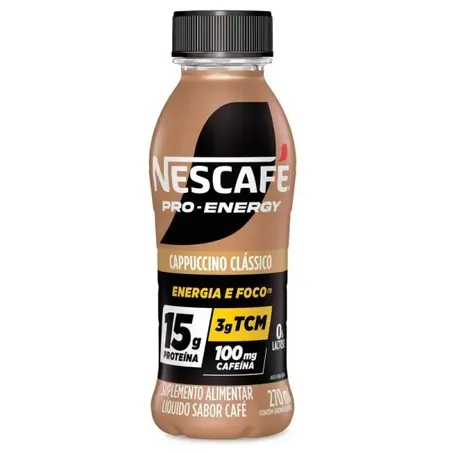 Suplemento Alimentar Nescafé Pro-Energy Cappuccino Clássico Zero Lactose Garrafa 270ml