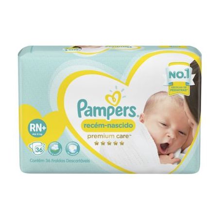 Fralda Rn+ Pampers Premium Care Recém Nascidoidades 36UN