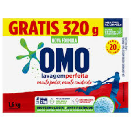 Lava roupas po omo 1.6kg caixa lavagem perfeita promoçao