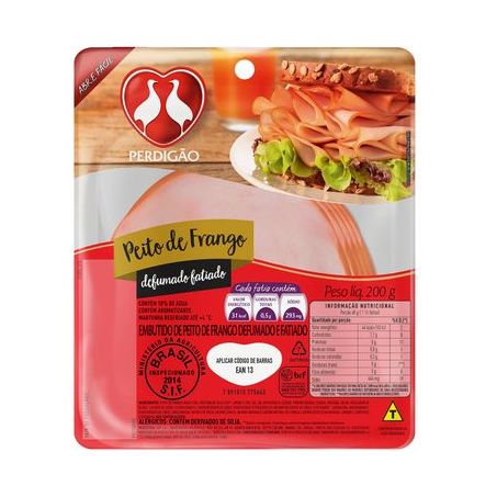 Peito de Frango Defumado Perdigão Fatiado Embalagem 200G