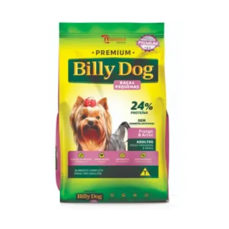 Ração billy dog raças pequenas frango e arroz paote 1kg