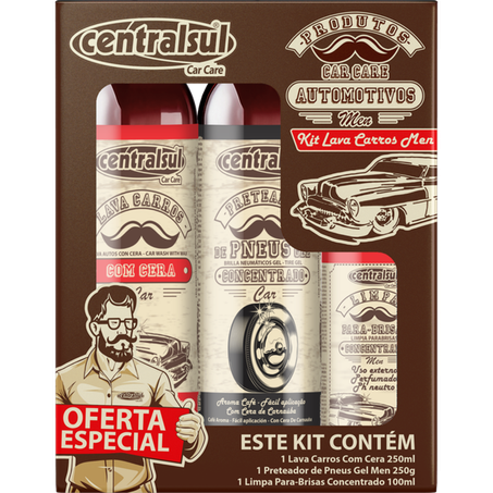 KIT AUTOMOTIVO CENTRALSUL LAVA CARROS MEN 3 PEÇA