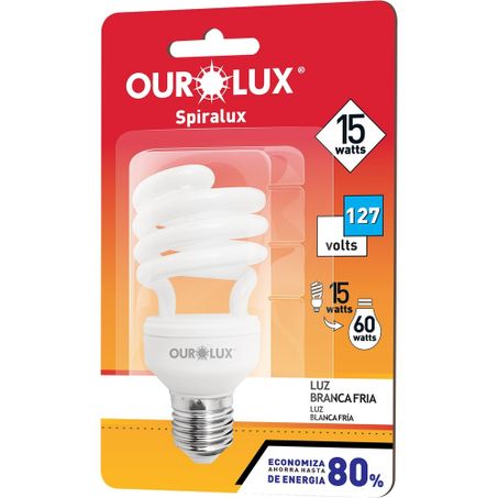 LÂMPADA OUROLUX SPIRALUX 15W BRANCA