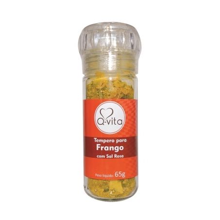 Tempero para Frango Q-Vita com Sal Rosa Pote de Vidro 65gr