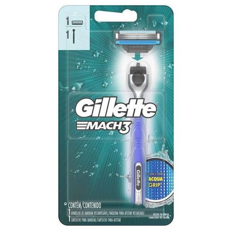 Aparelho Recarregável e Carga para Barbear Gillette Mach3