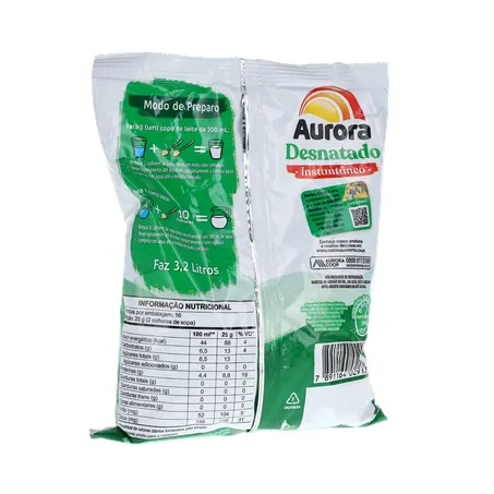 LEITE EM PÓ AURORA DESNATADO INSTANTÂNEO PACOTE 400G 360-16