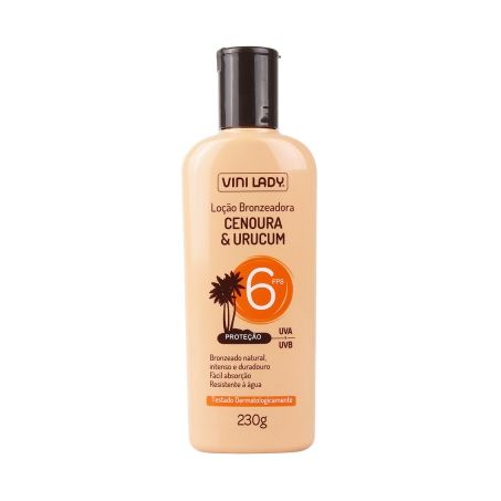 Loção bronzeadora vini lady cenoura e urucum fps6 230g