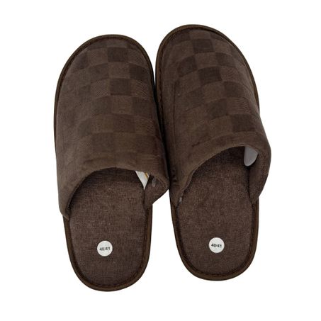 Chinelo Pantufa Valencia Masculina Xadrez Marrom