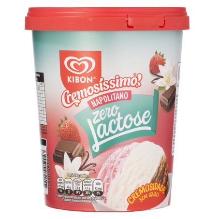 SORVETE NAPOLITANO ZERO LACTOSE KIBON CREMOSÍSSIMO
