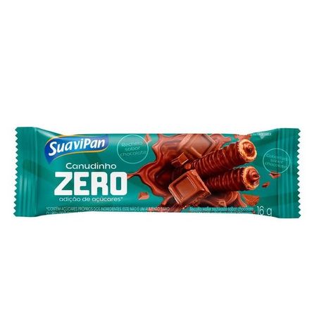Canudinho Wafer Suavipan Zero Chocolate Pacote 16g 