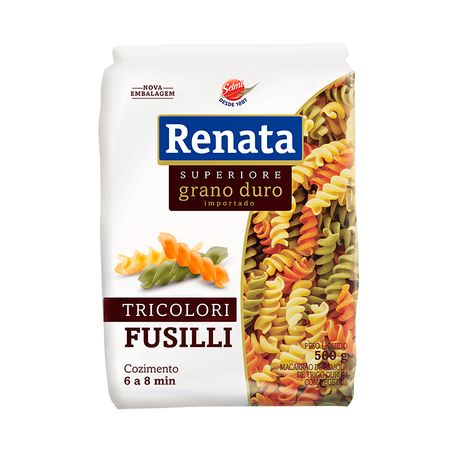 Massa grano duro renata fusili tricolore com vegetais 500g