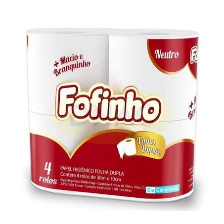 Papel higienico fofinho folha dupla neutro com 4 rolos