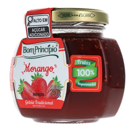 Geleia Bom Princípio Tradicional Morango Pote de Vidro 250gr 360-4