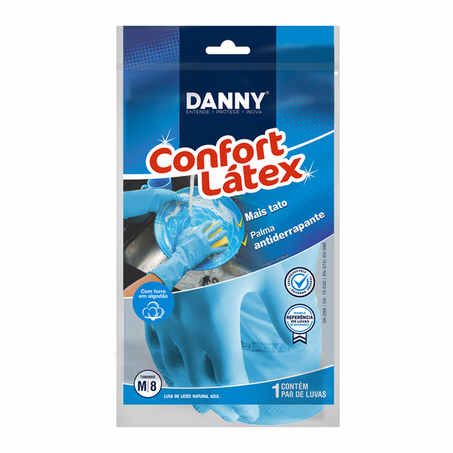 LUVA CONFORT LATEX AZUL DANNY M/8                 