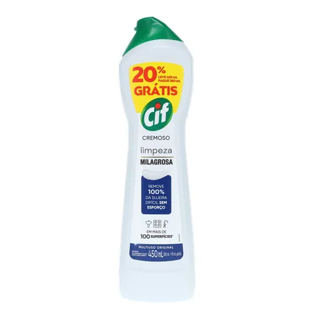 CIF Cremoso Limpeza Milagrosa remove 100 da sujeira 450 ml 360-0