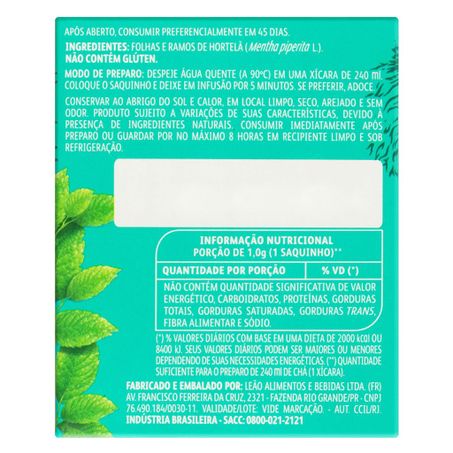 CHA LEAO FUZE HORTELA 10 SAQUI  10G 360-3