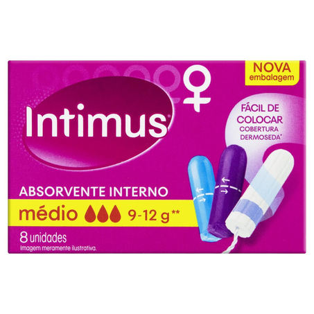 Absorvente Interno Intimus Médio - Com 8 Absorventes