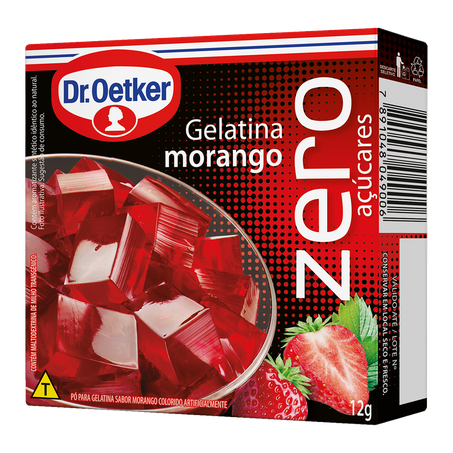 Gelatina em Pó Dr. Oetker Sabor Morango Zero Açúcares 12g
