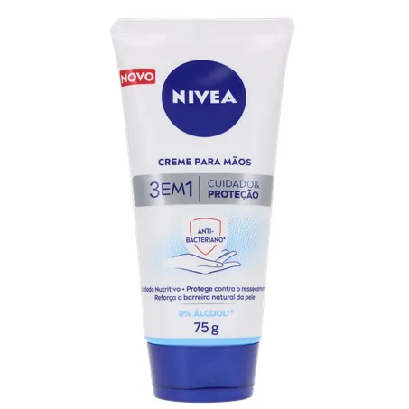 Creme hidratante nivea para mãos antibacteriano 3 em 1 bisnaga 75g 360-0