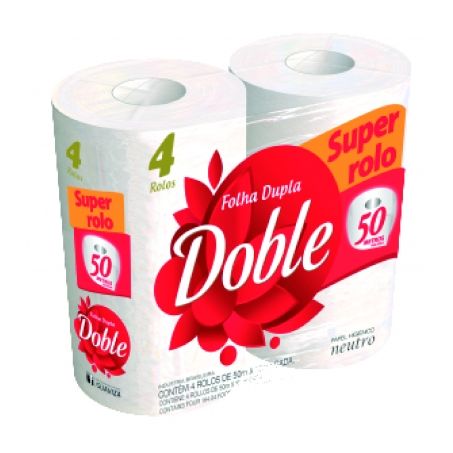 Papel higiênico doble skincare com 04 rolos de 50 metros