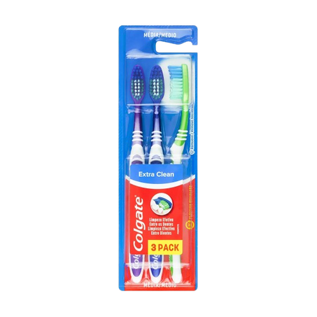 Escova colgate extra clean media c/3