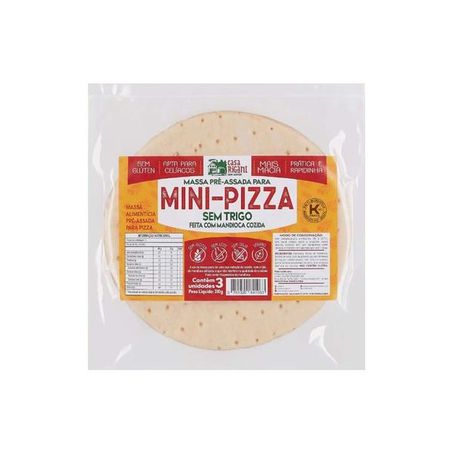Massa mini-pizza casa rigani pre-assada sem gluten com 03un
