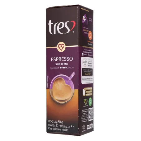 CAFÉ CÁPSULAS TRES ESPRESSO SUPREMO C/10 UN 360-3