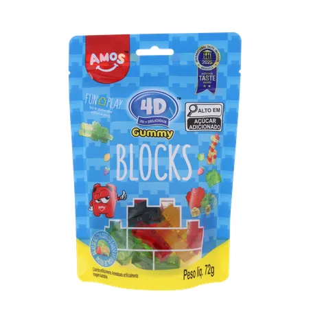 Bala de Gelatina Amos Gummy Blocks Sachê 72gr 360-0