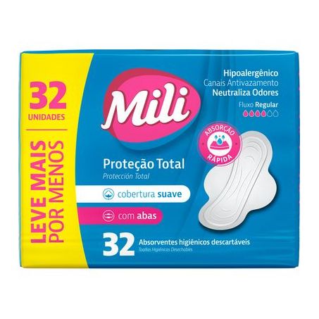 Absorvente mili protecao tot suave com abas 32un