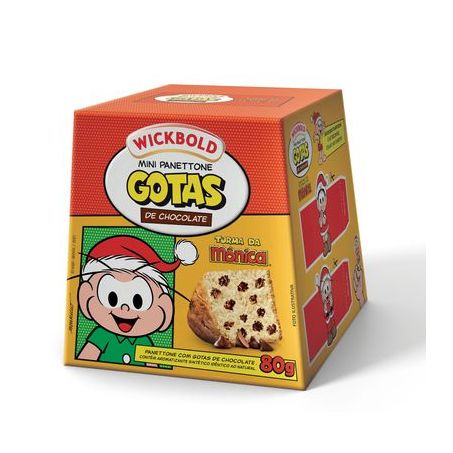 Mini Panettone com Gotas de Chocolate Turma Da Mônica Wickbold Caixa 80G