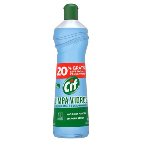 Limpador cif limpa vidros 500 ml 20% grátis