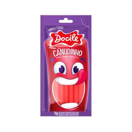 BALA DOCILE CANUDO MORANGO 70G
