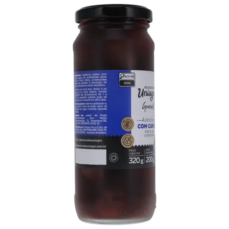 Azeitona uniagro preta c/caroco 200g 360-30