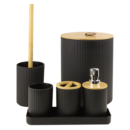 Conjunto para Banheiro Mood Nature Preto com 6 Peças 