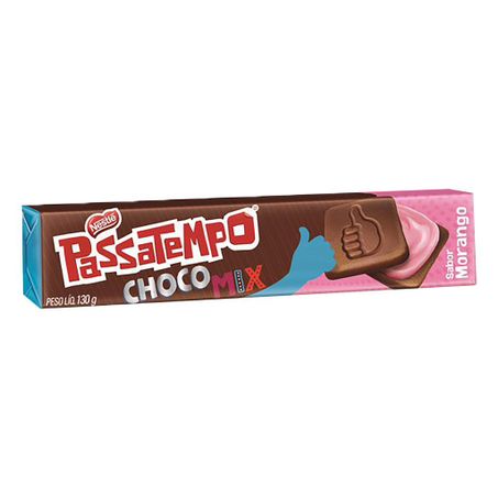 BISCOITO NESTLE PASSATEMPO CHOCOMIX RECHEADO MORANGO 130G