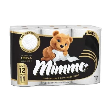Papel higiênico Mimmo folha tripla 20 metros leve 12 pague 11