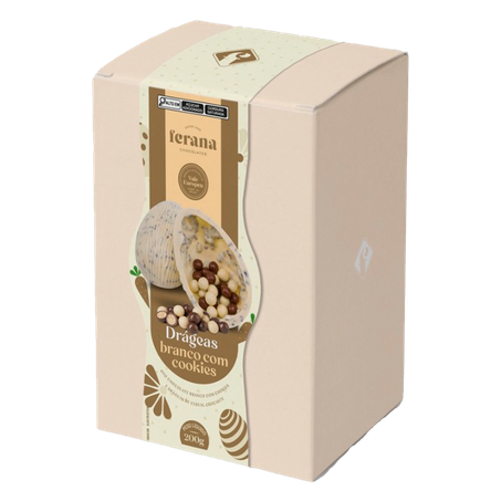 Ovo de Páscoa Ferana Branco Drágeas Cookies 200g