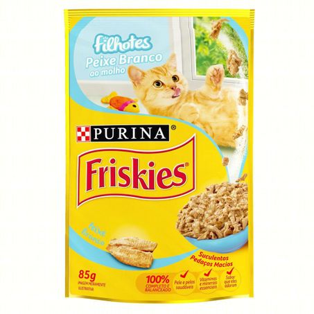 Alimento para gatos filhotes peixe branco ao molho purina friskies