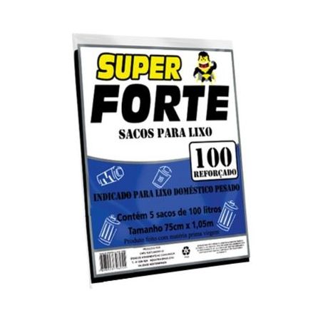 Saco P/Lixo Super Forte 100lt Reforçado C/5 Almofada