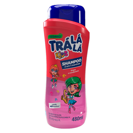 Shampoo infantil tralala 480ml 2 em 1 meninas