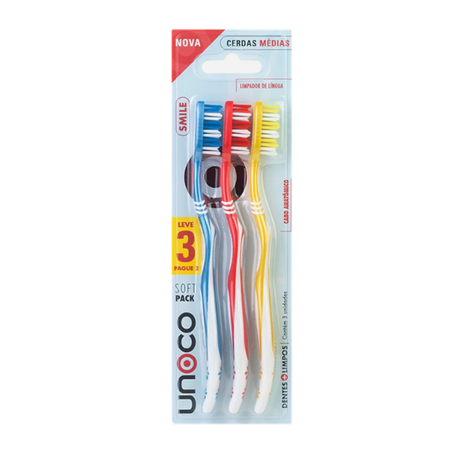 Escova Dental Unoco Smile Media C/3