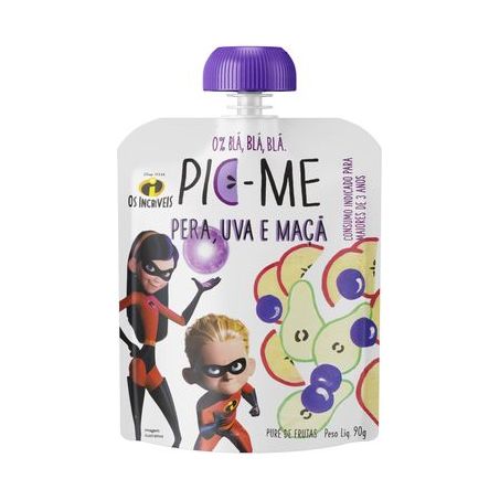 Purê de Frutas Pera, Uva E Maçã Os Incríveis Pic-me Squeeze 90G