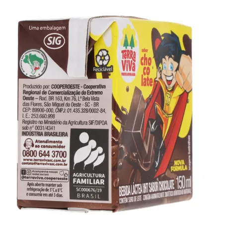 Bebida lactea terrinha uht sabor chocolate 150ml 360-30