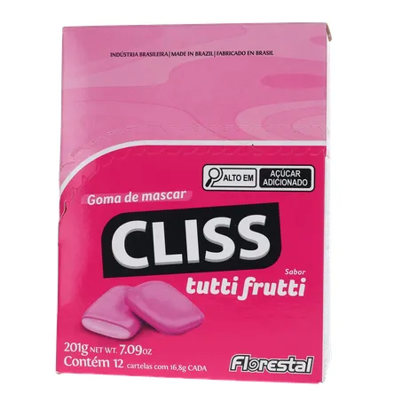 Goma de Mascar Cliss Tutti Frutti Caixa 201gr 360-19